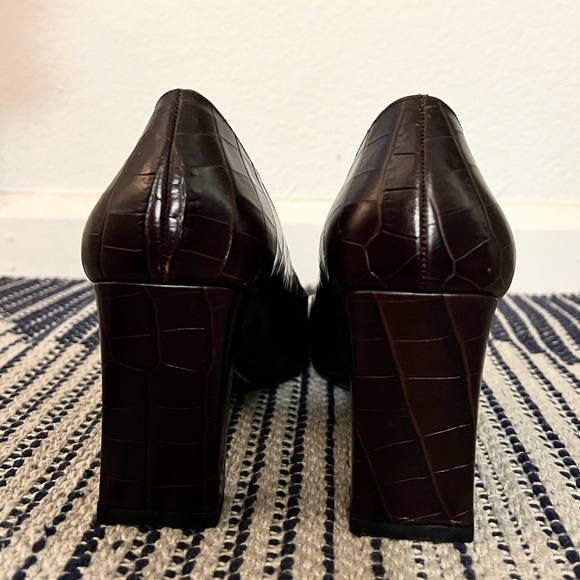 New Lerre - Italian Luxury Croc Square Toe Pumps - Picture 5 of 8